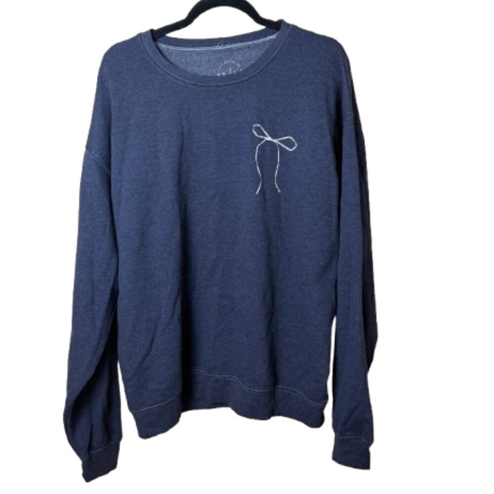 PACSUN PS/LA New Bow Crew Neck Sweatshirt Charcoal Blue Grey Size L/XL